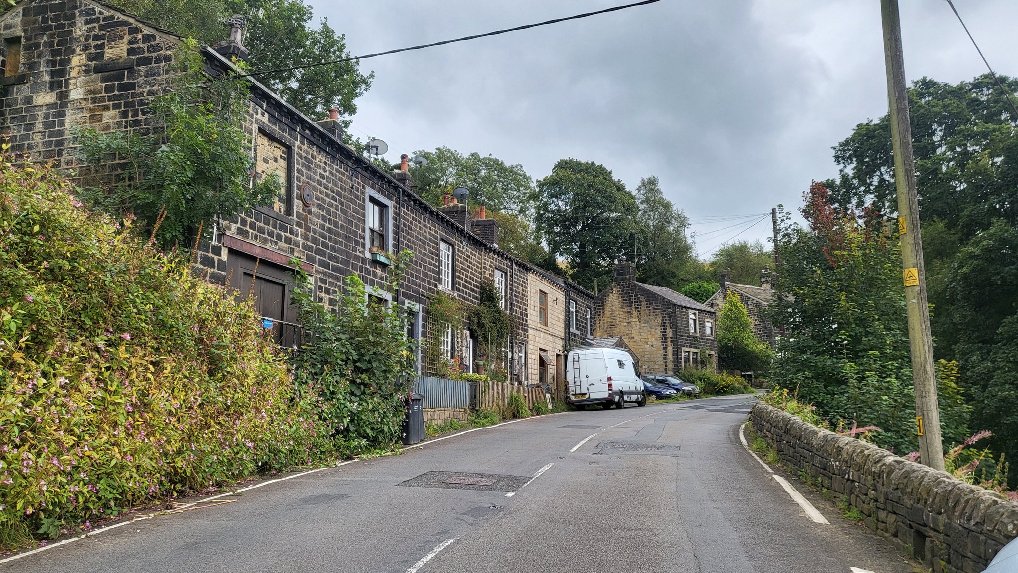 row of stone cottages