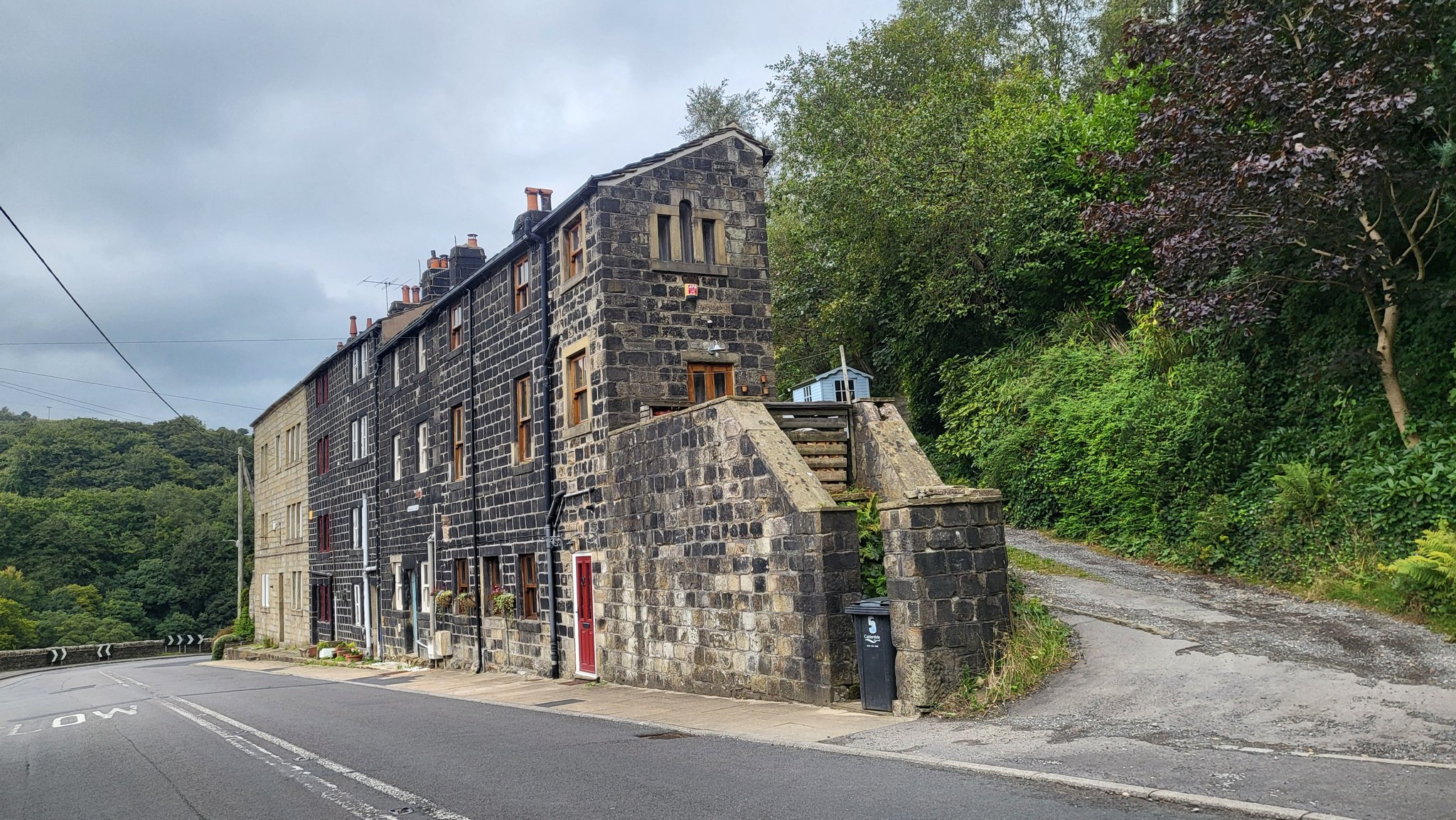 row of stone cottages